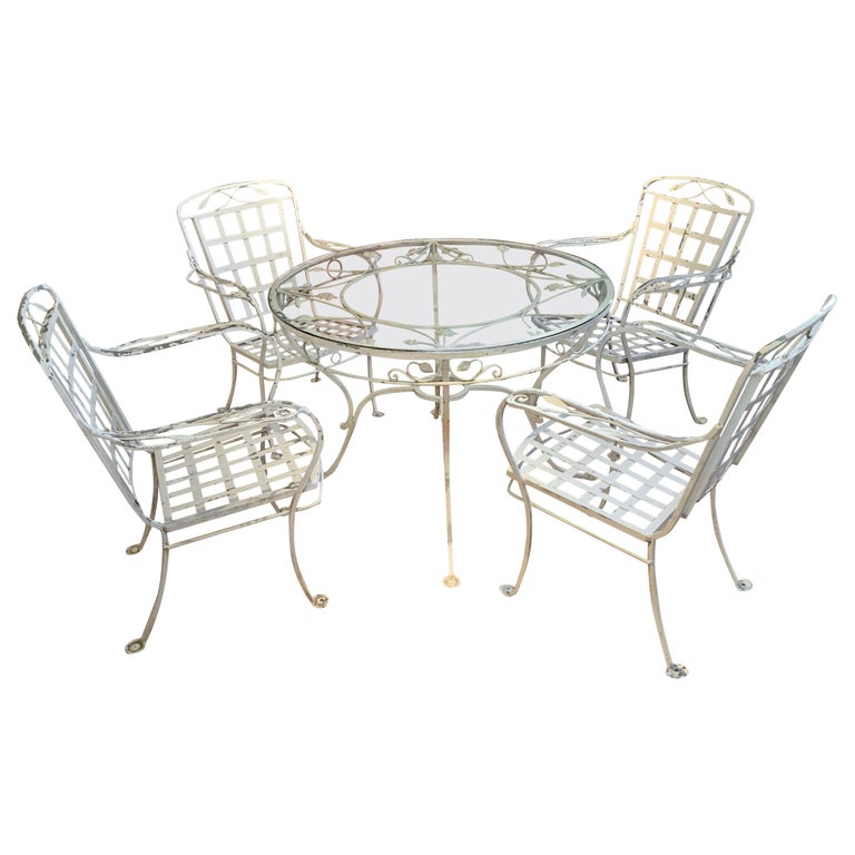Vintage Wrought Iron Dining Set by Salterini, c. 1950 For Sale