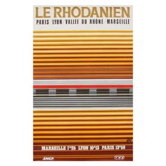 1970s French Rail SNCF Travel Railway Poster Minimal Geometric Design