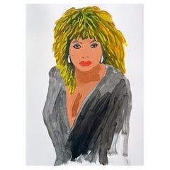 'Simply the Best' Tina Turner Portrait Painting by Alan Fears Acrylic on Paper
