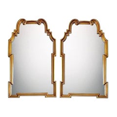 Retro Glamorous Hollywood Regency Pair of La Barge Giltwood Mirrors