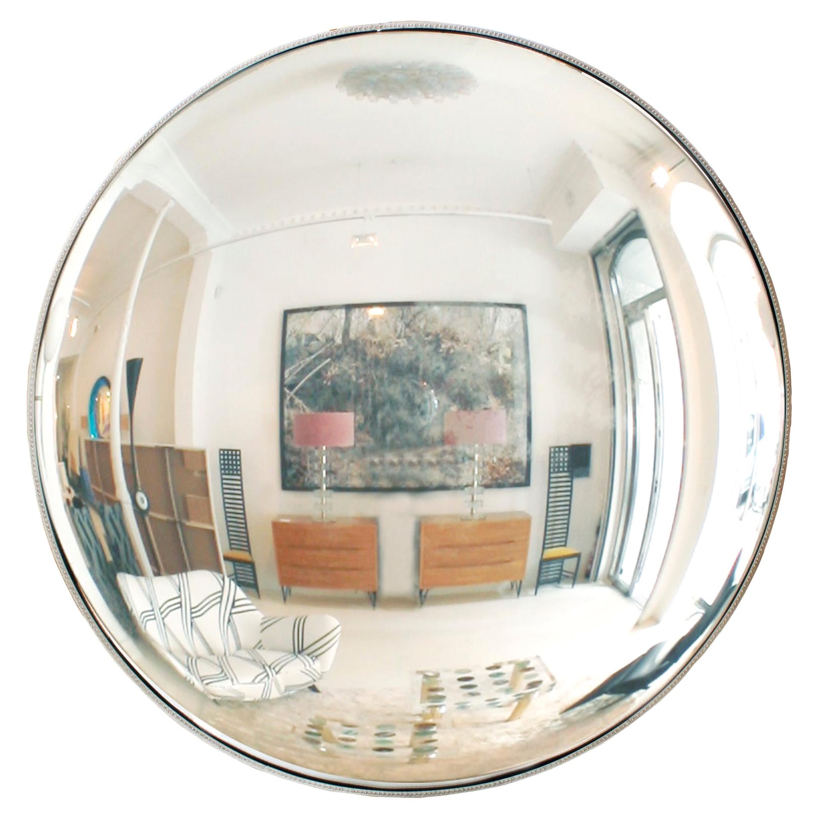 Modern French Wall-Mounted Convex Mirror For Sale