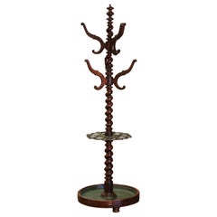 Mid-19th Century French Louis XIII Walnut Barley Twist Hall Tree Umbrella Stand