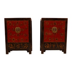 Pair of Lacquer Chests with Gilt Motif