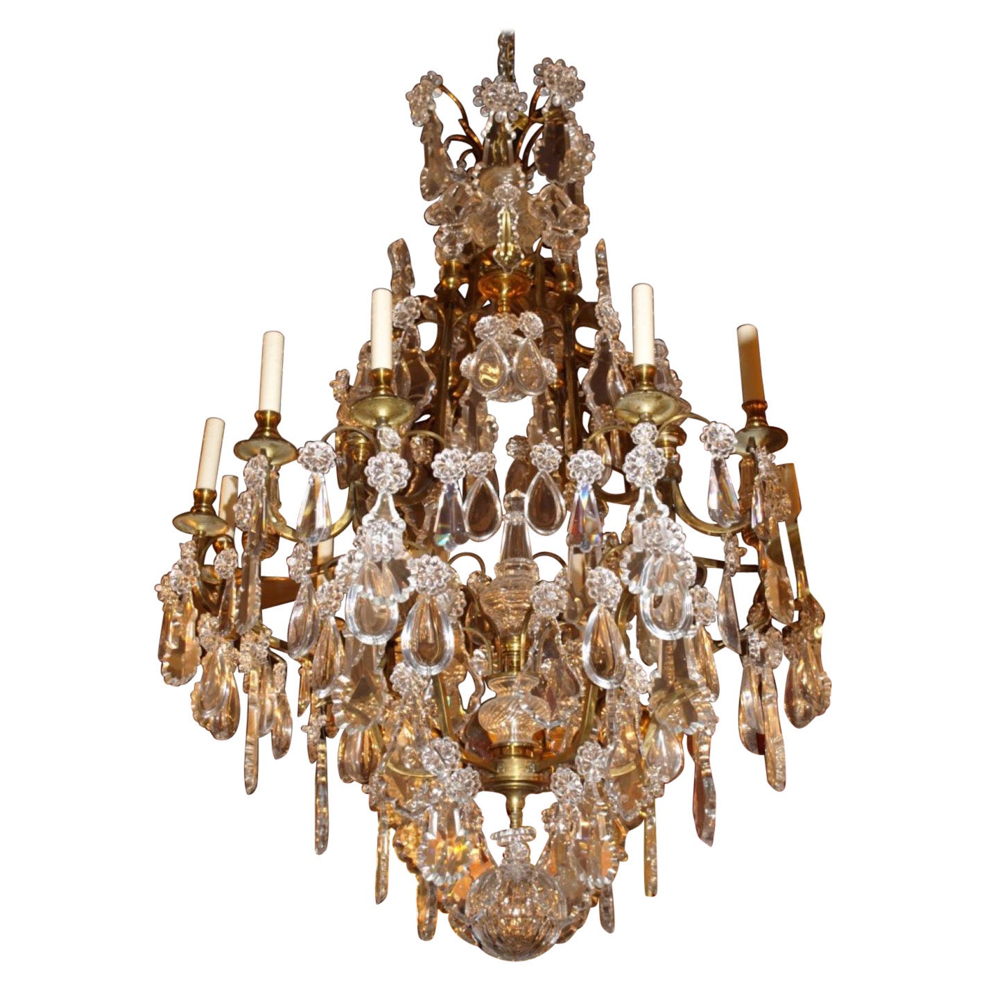 Gilt Bronze and Crystal Chandelier by Baccarat For Sale
