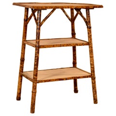 19th Century French Bamboo Table with Three Shelves