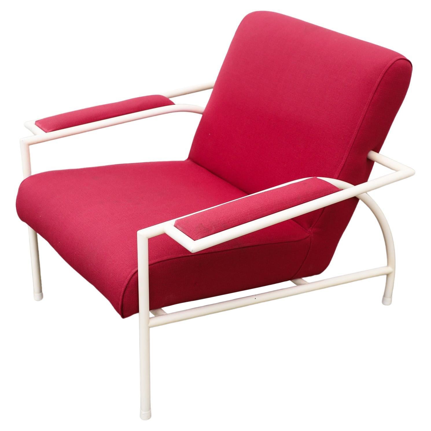 Gerard Vollenbrock Pink Lounge Chair w/ White Frame for Gelderland, 1980's For Sale