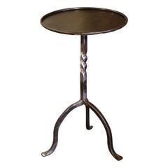 French Style Polished Iron Pedestal Martini Side Table