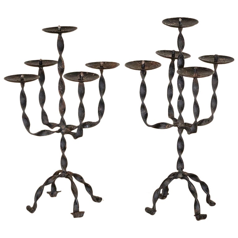French Twisted Iron Candelabra For Sale at 1stDibs
