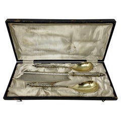 Antiguo Servidor Continental de Plata para Helados o Mousse en Caja Original Circa 1880