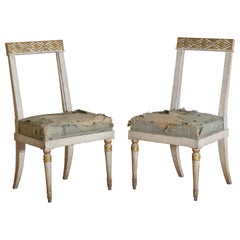 Italian, Piemontese, Rare Pair of Louis XVI Painted and Gilded Chairs, Ca. 1790