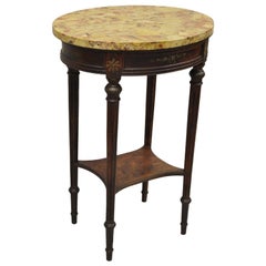 Vintage French Louis XVI Style Victorian Oval Marble Top Accent Side Table