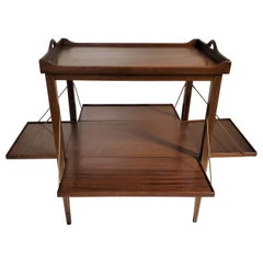 Expandable Mahogany and Brass Inlaid Side Table / Bar Cart /Desert Table