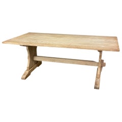 Vintage Rustic Trestle Table in Stripped Oak