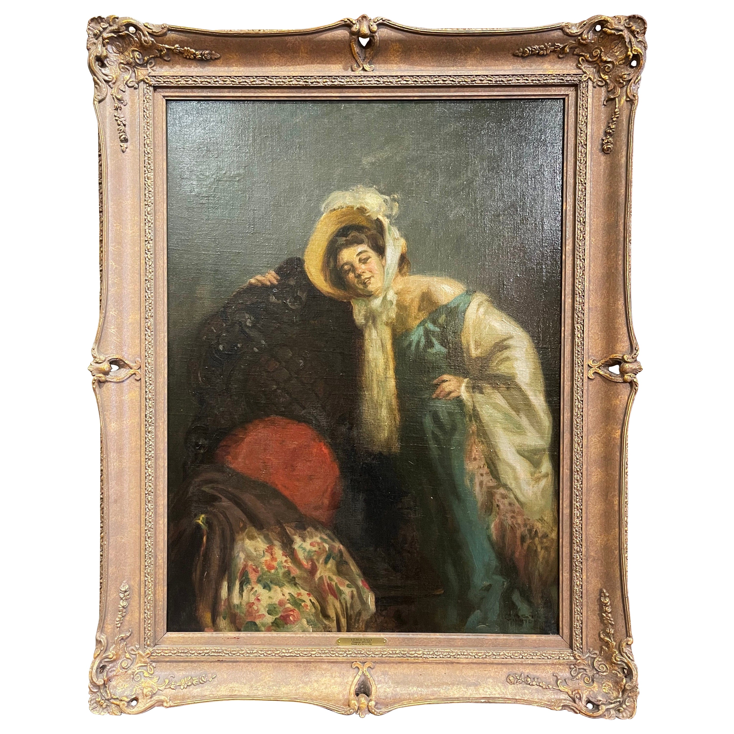 Early 20th Century Hungarian Framed Oil on Canvas Painting by Vilmos Nagy For Sale