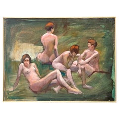 Vintage Boho Signed Original Oil Study of Female Nude