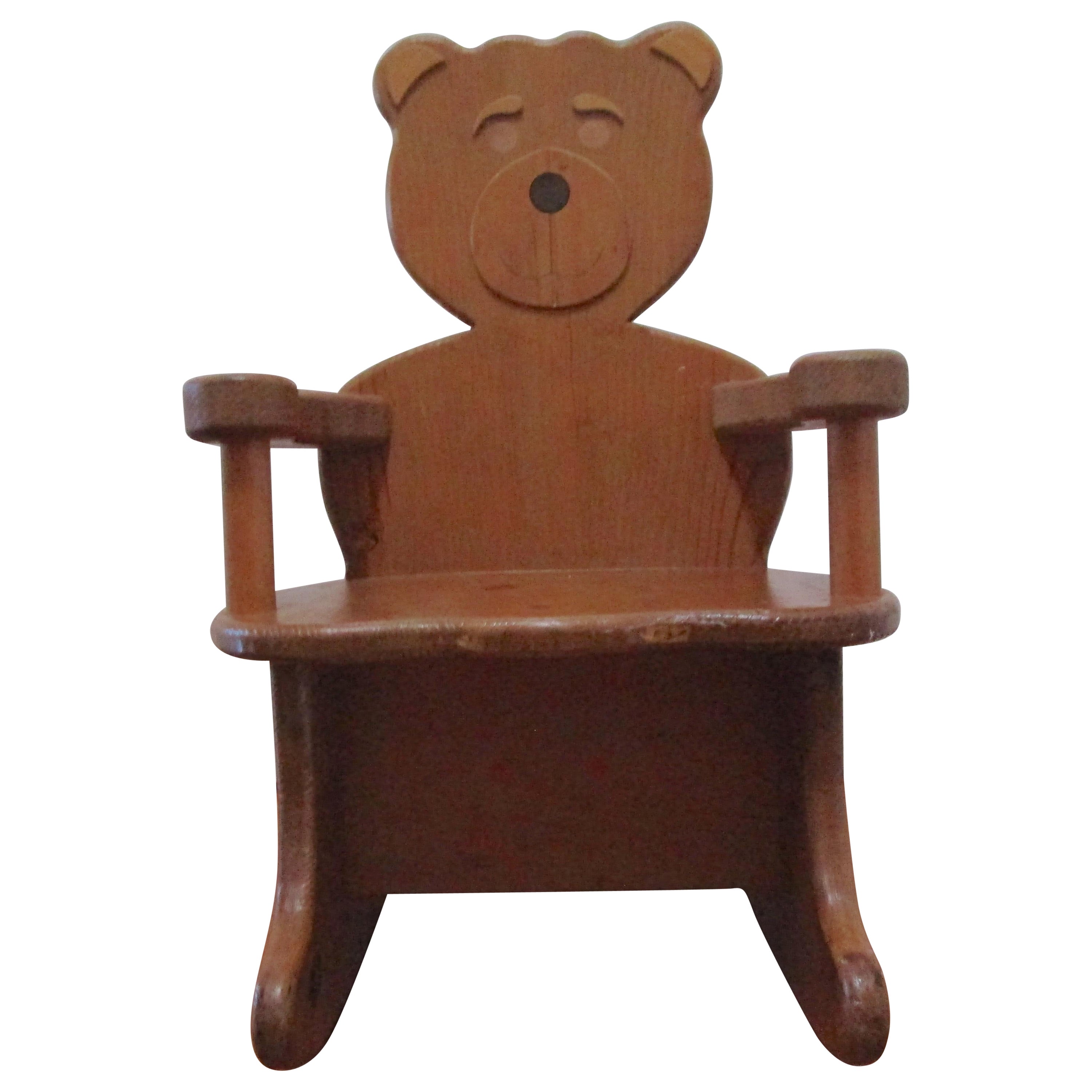 Vintage Hand Crafted Child's Teddy Bear Rocking Chair Stamped Tony Biele