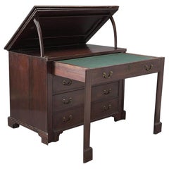 English Late 18th C George III Hardwood Scriban-Original Tronchin System Desk