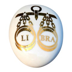 Piero Fornasetti Zodiac Ceramic "Libra" Pebble Paperweight