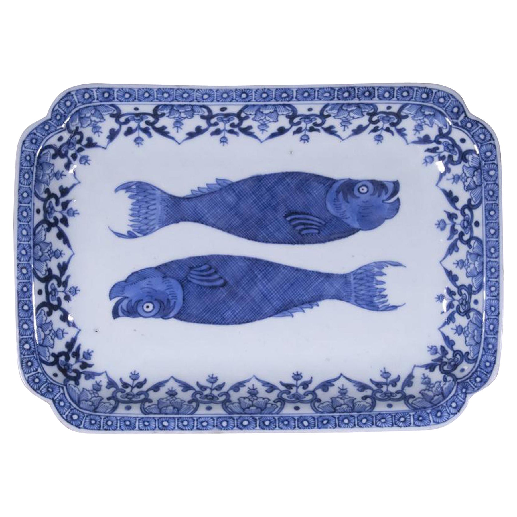 Chinese Export Porcelain Rare Dutch-Market Blue & White Herring Dish
