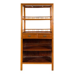 Vintage Chinese 1960s Bar Cabinet with Three Shelves and Two Drawers