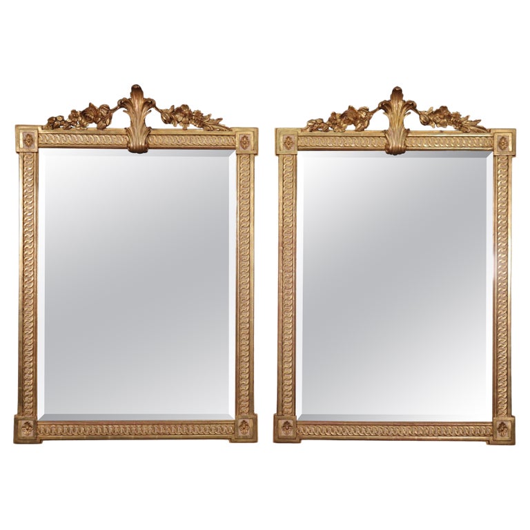 Pair of Carved Gilt French Directoire Style Mirrors For Sale at 1stDibs
