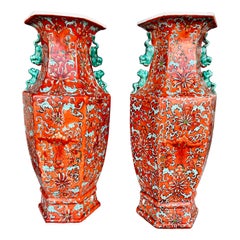 Antique Original Chinese Ceramic Vases Early 20th Century