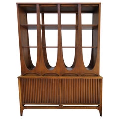 Retro Magnificent Broyhill Brasilia Walnut Room Divider Wall Unit Shelving Mid Century