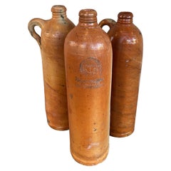Set antiker Ginflaschen aus Steingut aus Steingut