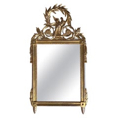 19th Century French Hand Carved Giltwood Bridal Mirror