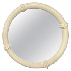 Modern White Lacquered Wall or Console Mirror, Karl Springer Fashioned