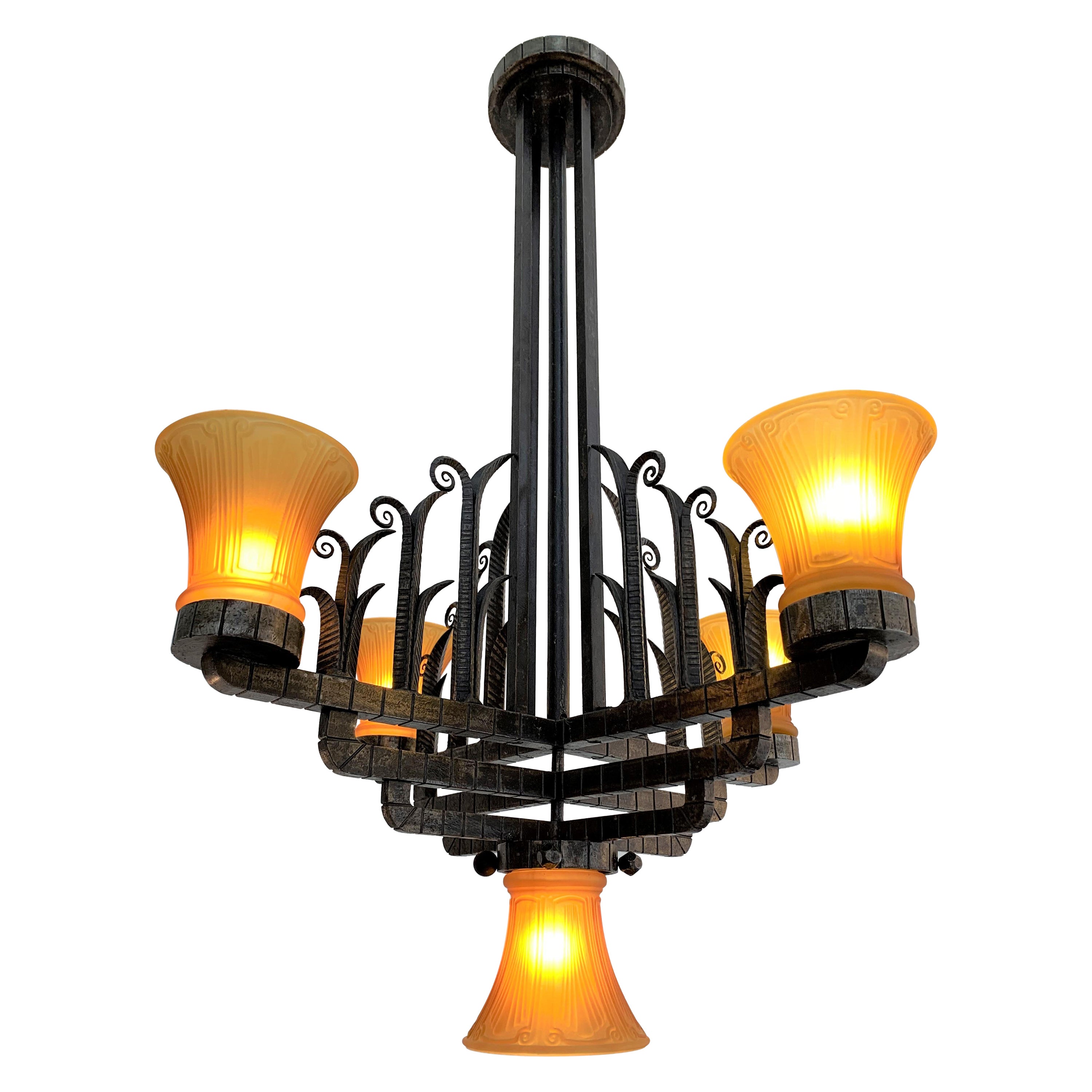 French Art Deco Chandelier For Sale at 1stDibs
