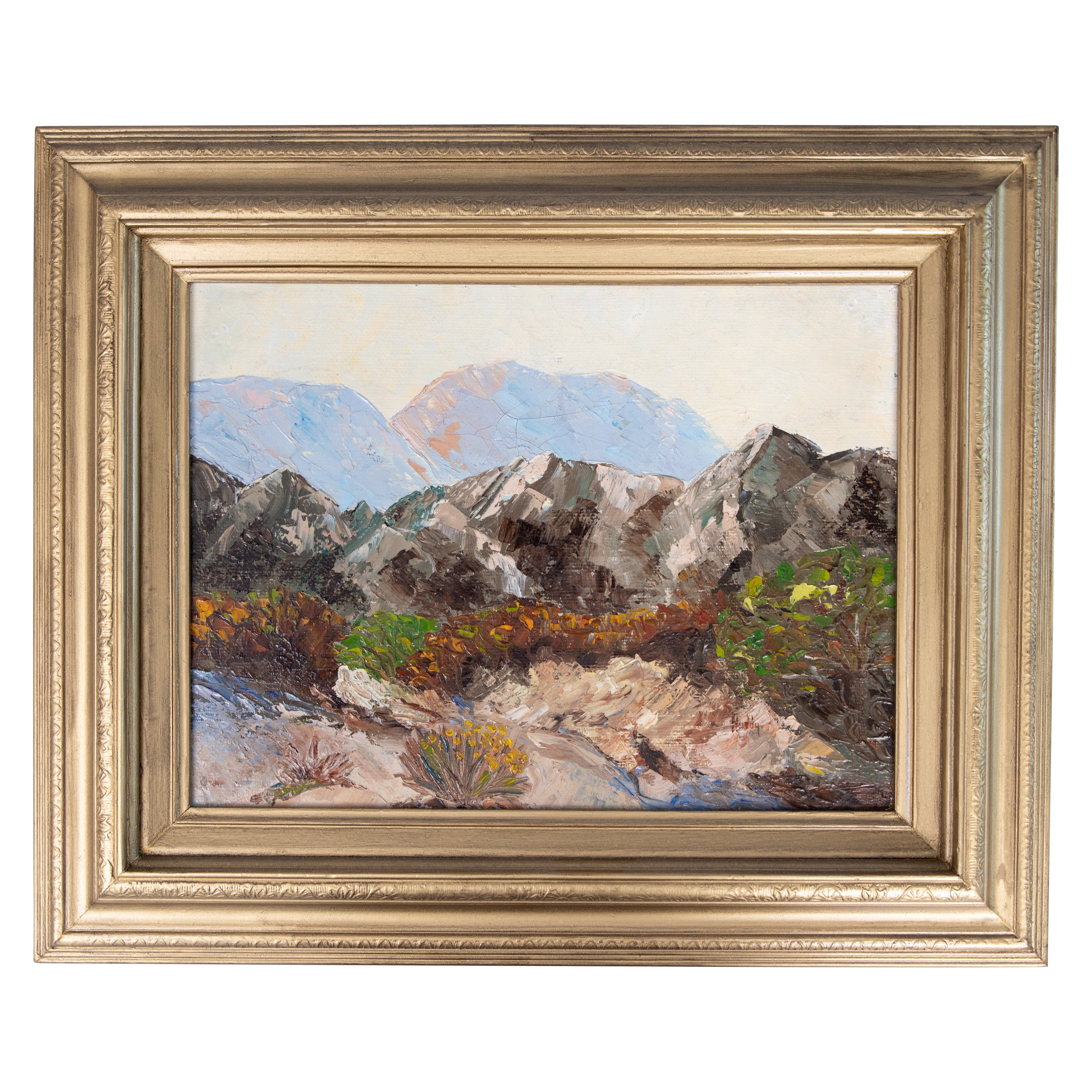 Vintage Impasto Mountains American Southwest Landscape Oil Painting, Signed
