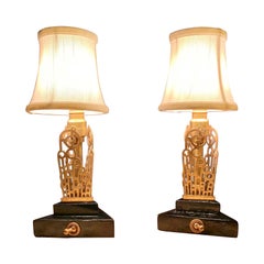 Vintage Pair of 1930s Art Deco Boudoir Lamps