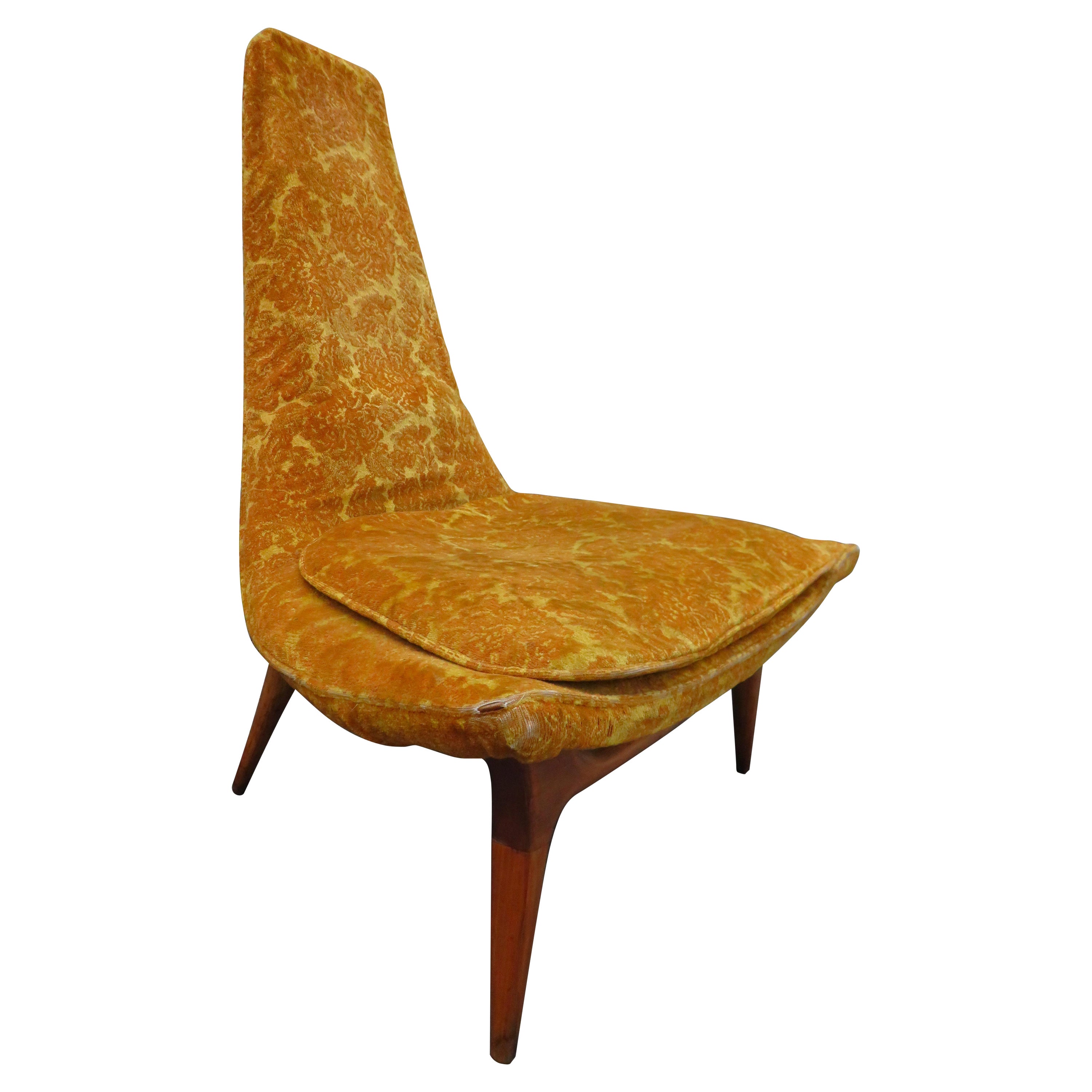Magnifique fauteuil de salon Karpen of California à haut dossier en noyer du milieu du siècle dernier en vente