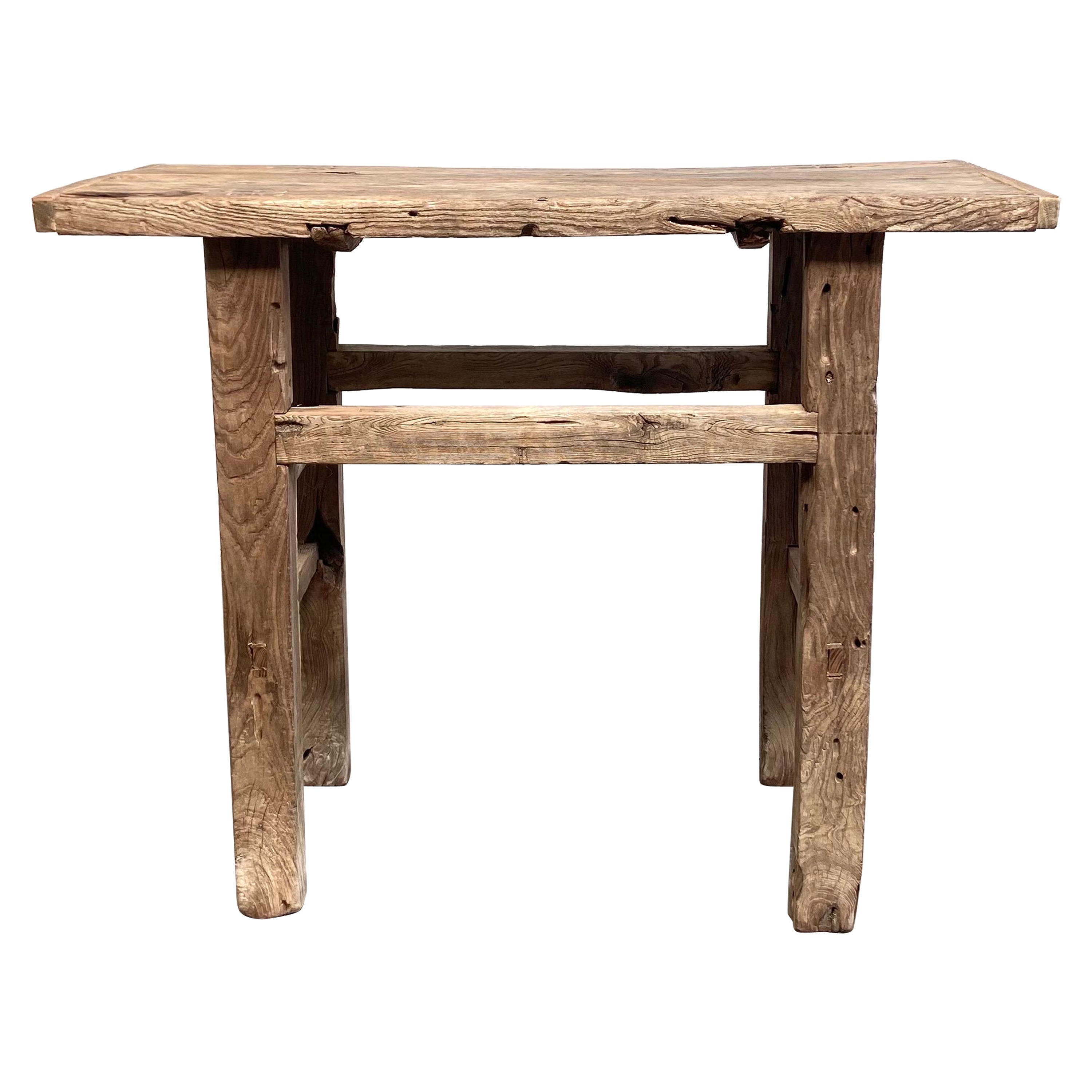 Vintage Elm Wood Console Table