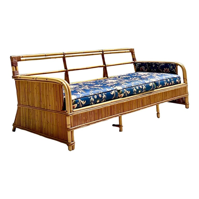Vintage Coastal French Art Deco Pencil Reed Sofa at 1stDibs coastal sofa