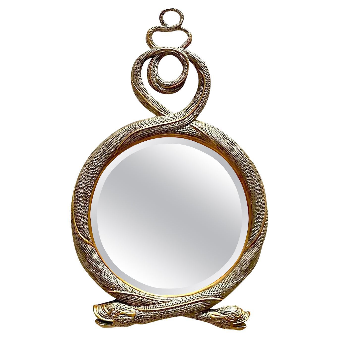 Vintage Regency Maitland Smith Gilt Twisted Serpent Mirror