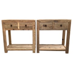 Reclaimed Elm Wood 2 Drawer Console Table