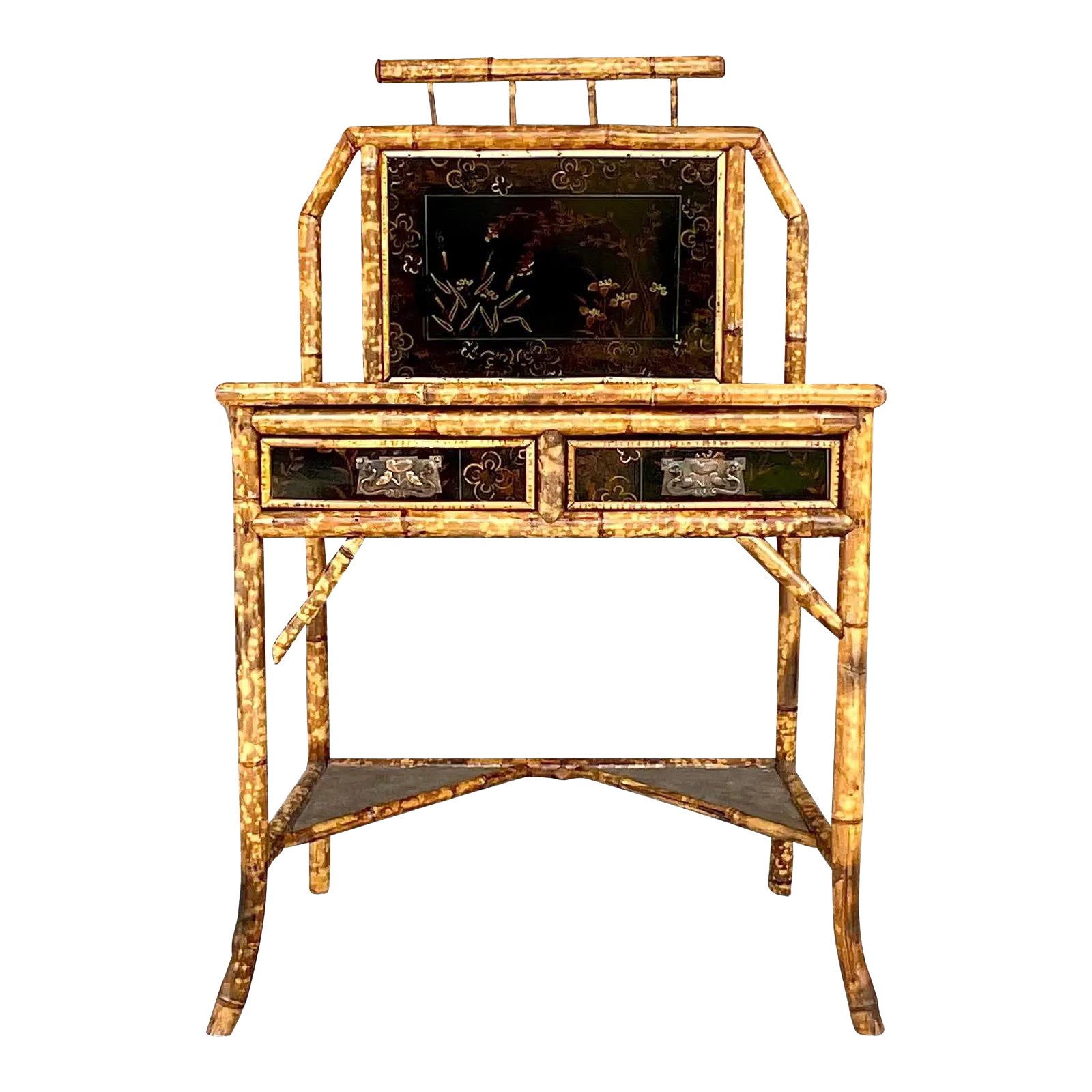Victorian Chinoiserie Bamboo Desk For Sale at 1stDibs