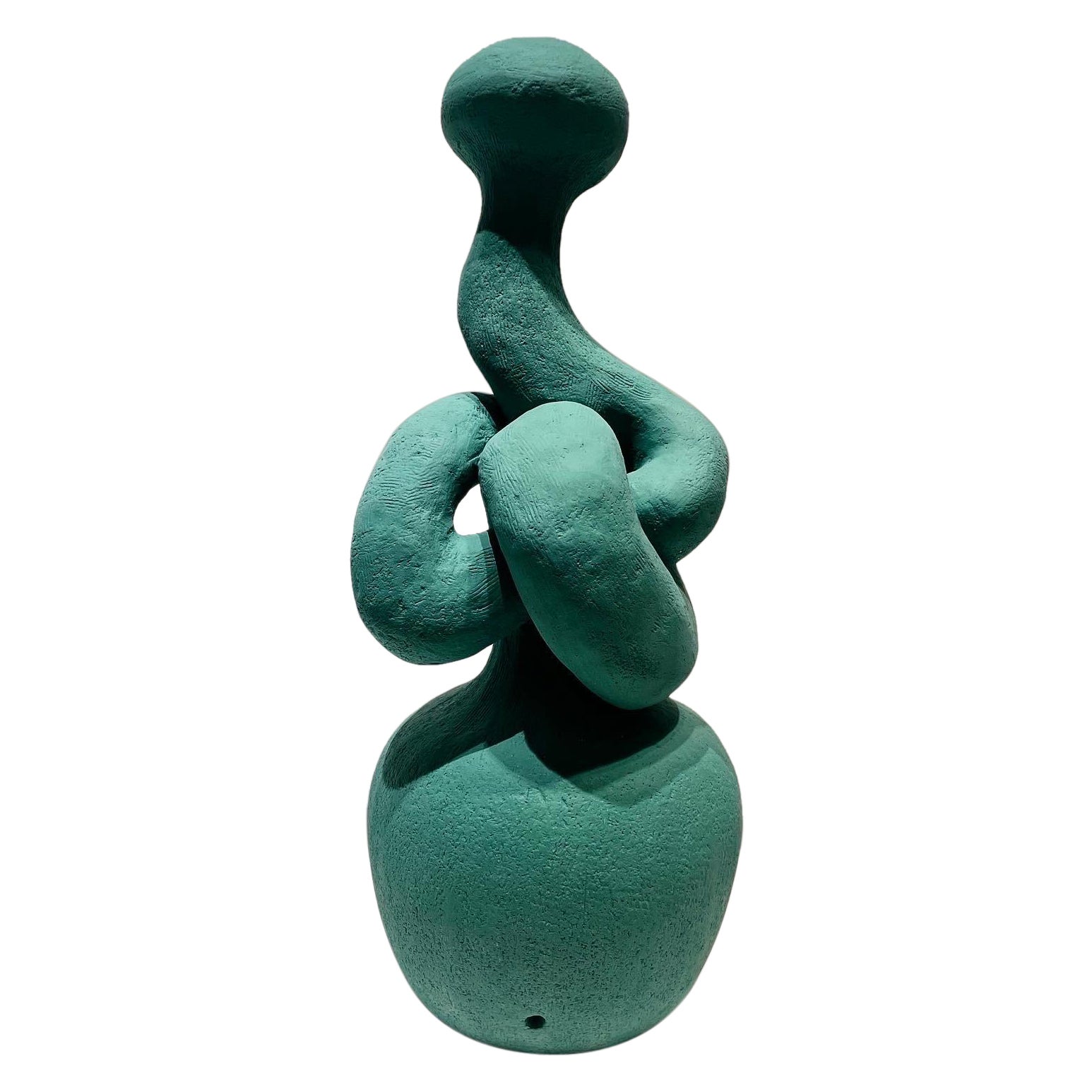 Sculpture de table ou lampe à nœuds, en vert d'hiver, fabriquée à la main par l'artiste Stef Duffy