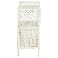 Used Small White Wicker Cabinet