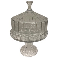 Retro Cut Crystal Cake Patisserie Stand with Cover