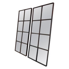 Set of 2 Used Industrial Iron Windows Converted to a Mirror