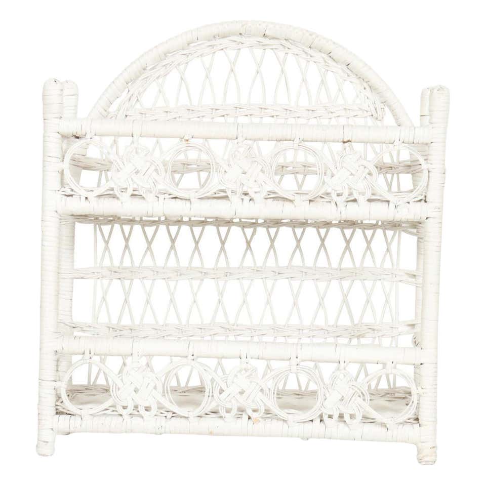 Small White Wicker Cabinet For Sale at 1stDibs