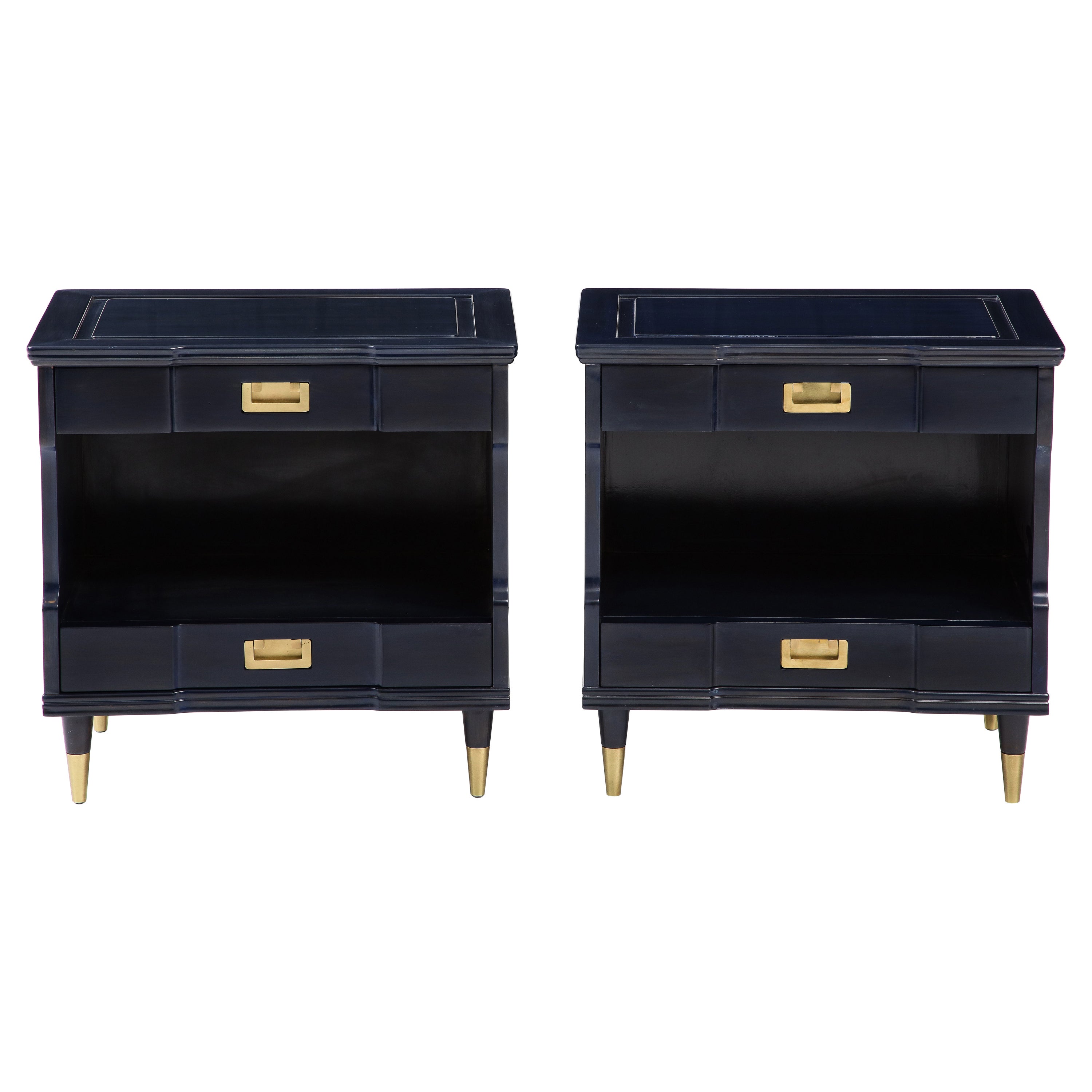 John Widdicomb Midnight Blue Stained Nightstands For Sale