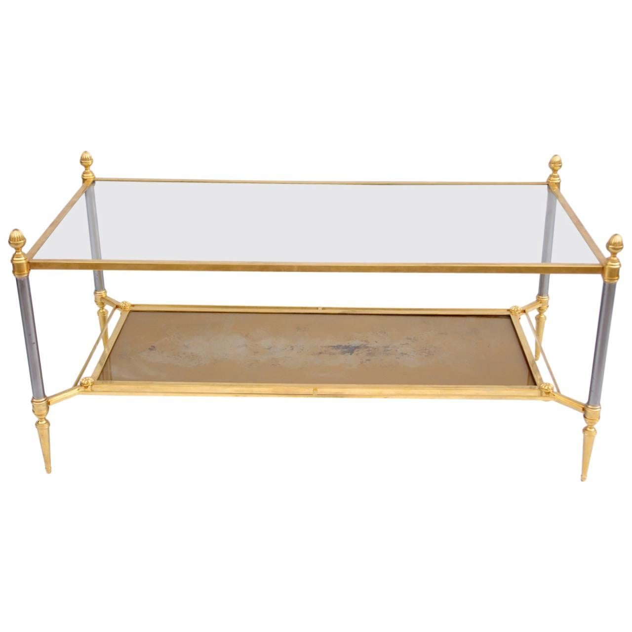 Maison Jansen Gilt Brass and Glass Coffee Table from 1960