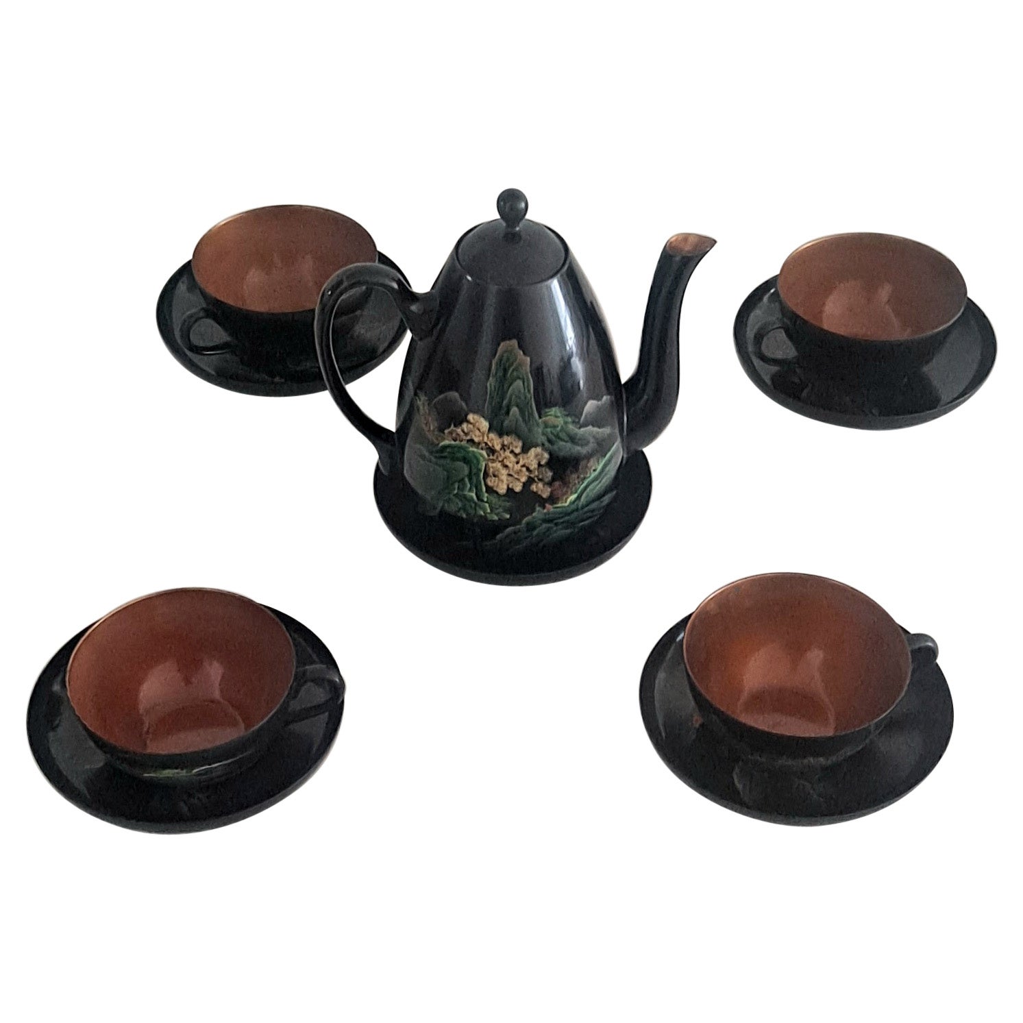 Japanese Art Deco Tea Set for Four People For Sale