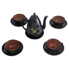 Used Japanese Art Deco Tea Set for Four People