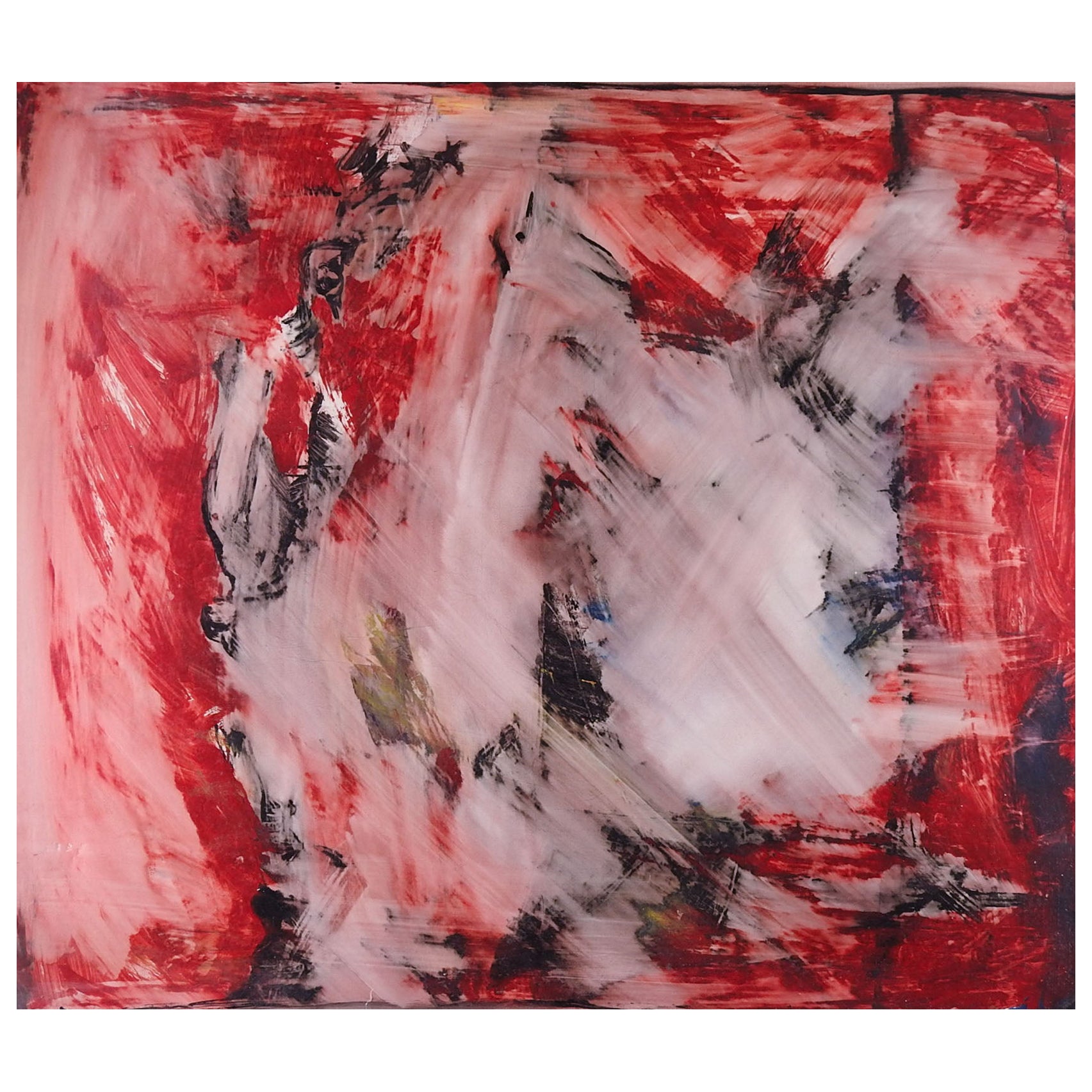 Peinture expressionniste abstraite vintage rouge et noire
