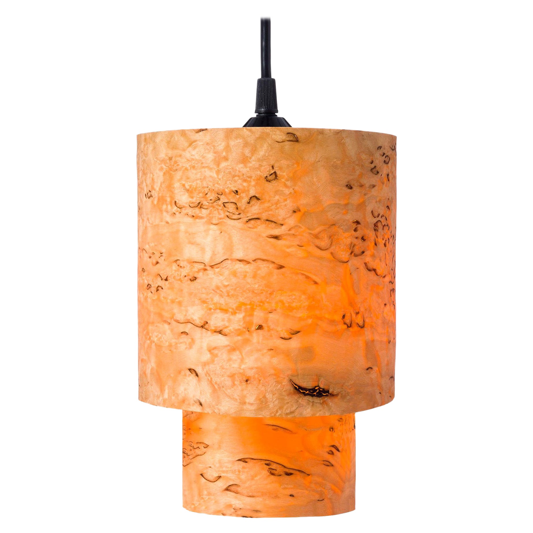 Circa Organic Modern Karelian Burl Wood Veneer Pendant 14.5" For Sale ...